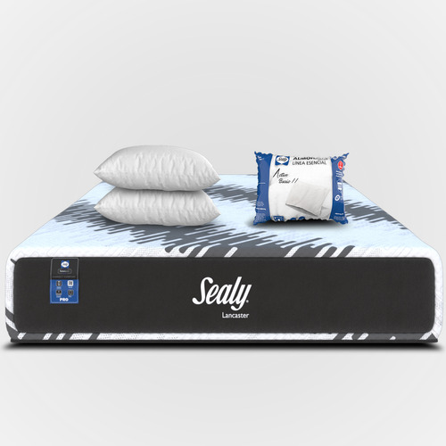 Colchón Sealy Matrimonial Mooncaster Memory Cool Foam Premium | Ortopédico High Performance + 2 Almohadas Sealy Active