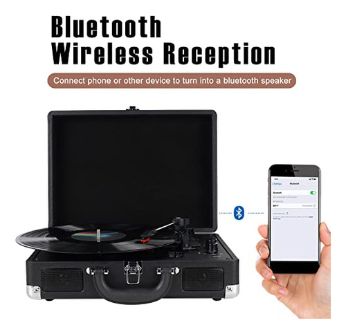 Pack De Tocadiscos Vinilo Bluetooth Porttil Vintage