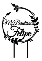 Comprar Topper Adorno Cartel Torta Mi Bautismo Nombre Personalizado