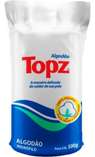 Algodão Hidrófilo Topz Tamanho Grande 100% Puro - 500g