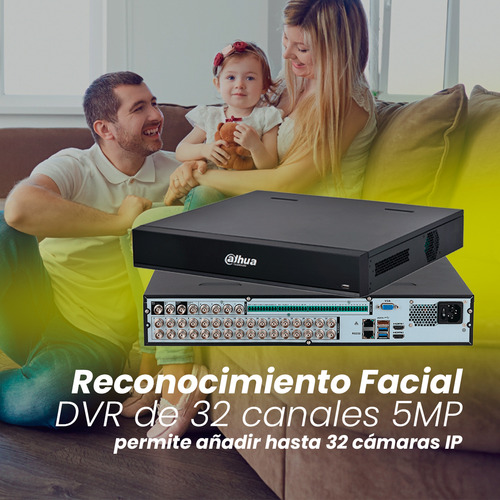 Kit Cronos Dvr Dahua Xvr5432l-i3-p500 32 Canales 5mp Lite Con Ia Wizsense +hdd 500gb 32 Canales Ip H.265+ 2 Canales De Reconocimiento Facial Smd Plus Codificación Ia Onvif Xvr5432l Iot & Pos Cctv