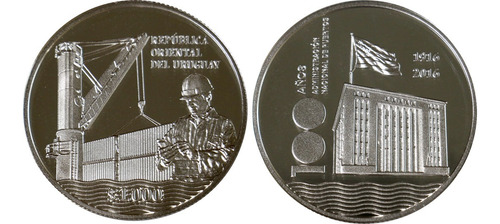 Moneda Plata Uruguay Adm Puertos Certificado Estuche - Proof