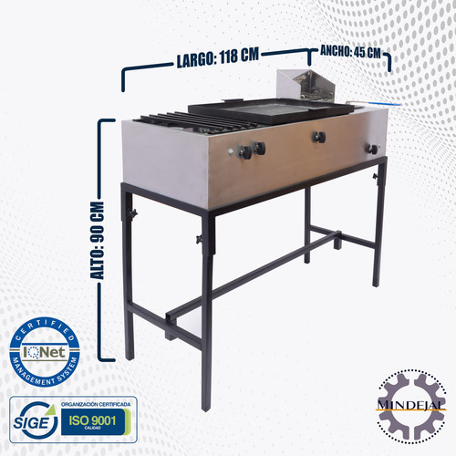 Plancha, Parrilla Y Freidora Acero Inox Mindejal