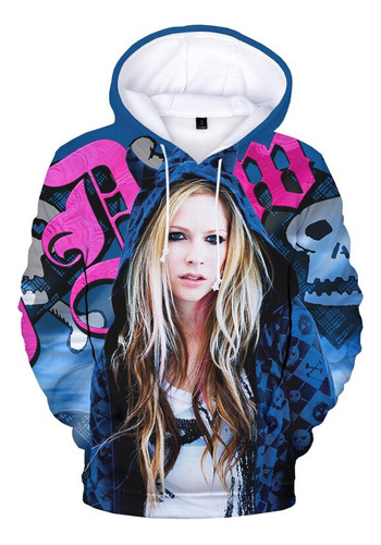 Suéter Con Capucha Y Estampado 3d De Avril Lavigne Para