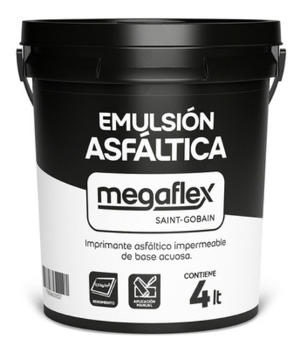Emulsión Asfáltica Megaflex 4kg Impermeable Base Acuosa