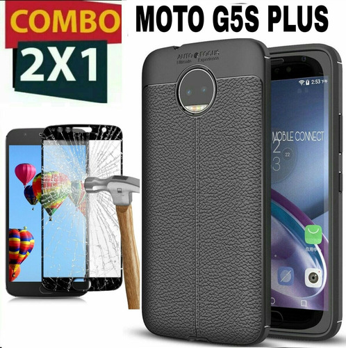 Moto G5s Plus - Vidrio Templado 3d Full + Funda Case - Negra