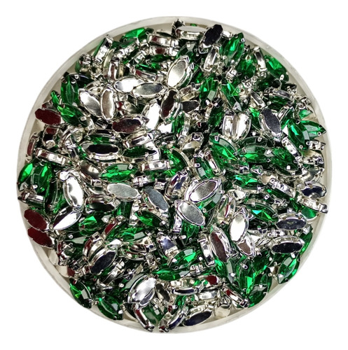 Piedras C/engarce Navette 7x15 Apto Soldar X 100u. Verde