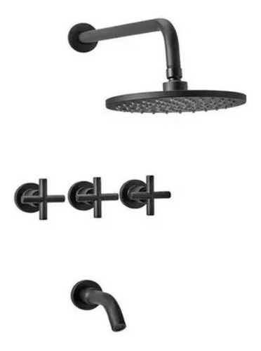 Imagen 3 de 6 de Griferia Lavatorio Pared Ducha Peirano Black Velvet