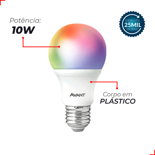Kit 5 Lampadas Led Smart Inteligente Wi Fi Alexa Google 10w RGB E27 290028177-5 Neo Avant