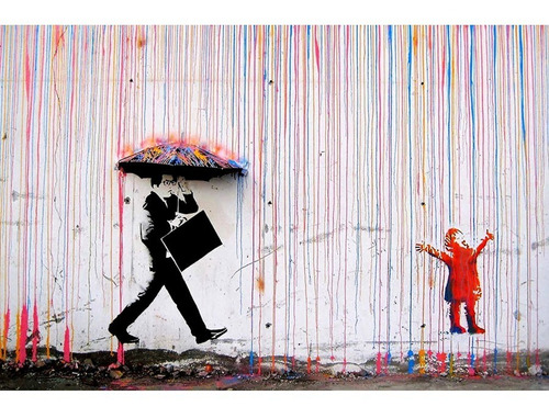 Poster 50x75cm Banksy Chuva - Rain - Para Casa