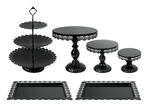 Scieo Cake Stands Set De 6 Black Metal Cupcake Holder Rh15m