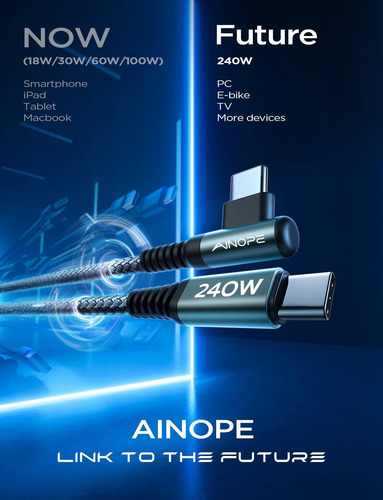 Ainope 240w Usb C To Usb C Cable (6.6ft 2pack), C To C Ty...