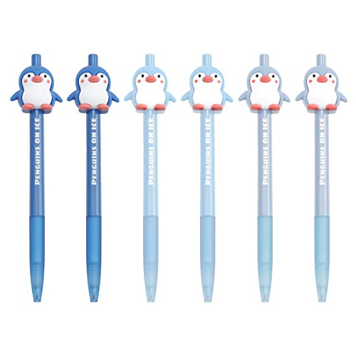6 Bolígrafos De Gel Kawaii Diseño De Animales Pingüi...