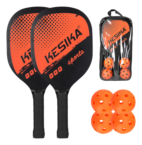 Conjunto De Palas De Pickleball Y Pelotas - 2 Palas & 4 Pelo