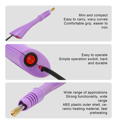 Aplicador Hot Fix, Color Morado, 7 Puntas, Anillos De Hierro
