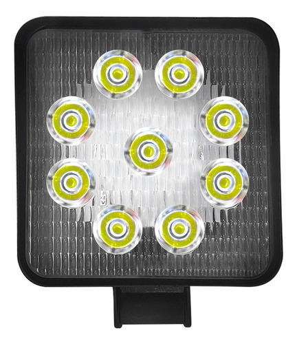 Faro Led Cuadrado 9 Leds 12v Y 24v 27w 6000k Blanco Frio