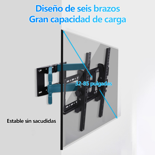Soporte De Pared Para Tv Y Monitor De 32 A 85 Pulgadas Mountup Color Negro