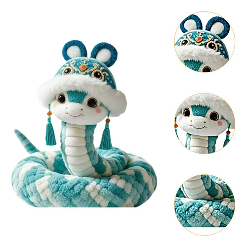 Serpiente Animal Relleno Año Nuevo Chino Juguete Azul 25cm