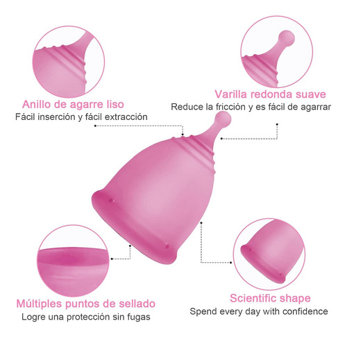 Copa Menstrual De Silicona 2 Pzs L Plus S+ Caja De Silicona
