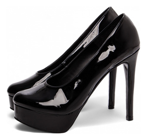Scarpin Meia Pata Salto Alto Fino Numero Grande Preto
