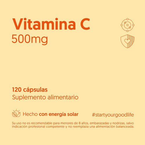 Vitamina C 500mg Sin Azúcar 120 Cápsulas Biostream