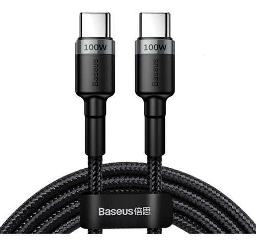Cable USB tipo C de doble extremo, 20 v, 5, 100 W, cáfule Baseus, color negro