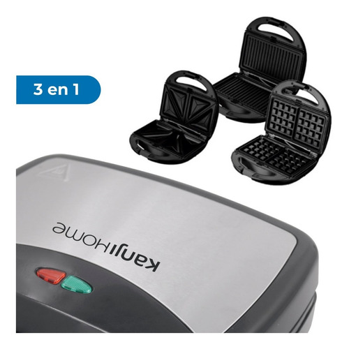 Imagen 3 de 10 de Sandwichera Kanji 750w Acero Inoxidable Kjh-sm750m3n1-01full
