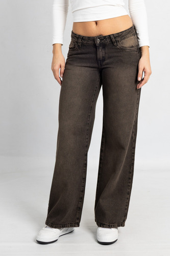 Jean Wide Leg Gris Chocolate Marron