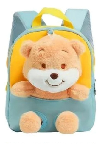 Mochila Infantil Para Preescolar, Niños Pequeños, Mochila De Oso De Peluche Desmontable Diseño Encantador, Resistente, Cómoda, Espaciosa Para Juguetes Color Azul/amarillo