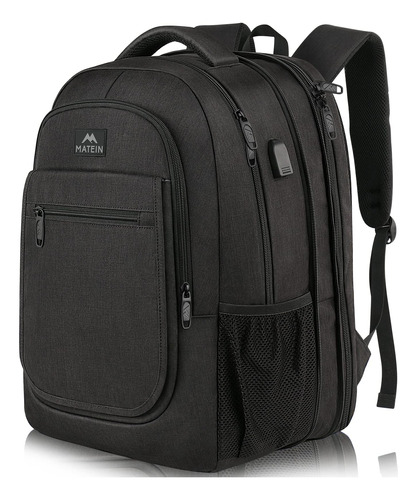 Mochila Expansible Para Laptop Con Puerto De Carga Usb-negro