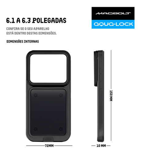 Case Capinha Capa Prova D'água Para iPhone 16 Pro Com Proteção Aquática Para Mergulho Magbolt Aqualock Extreme Até 15 Metros De Profundidade