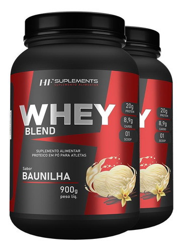 Kit 2x Whey Protein De Baunilha 900g Hf Suplements