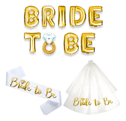 Bride To Be Set: Sash Velo Pancarta Nupcial Tatuaje Para