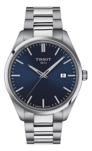Reloj Hombre Tissot T150.410.11.041.00 Pr 100 Color De La Correa Plateado Color Del Bisel Plateado Color Del Fondo Azul