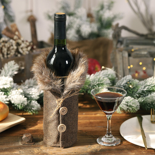 Decoración Navideña Para Botellas De Vino Navideñas Con Imit