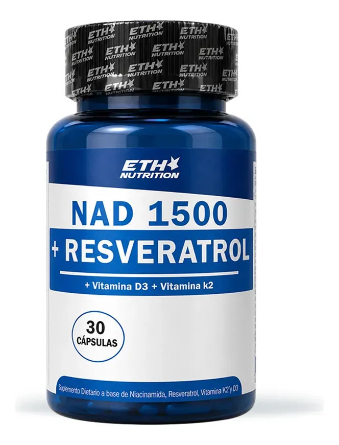 NAD+ Resveratrol Eth Nutrition NAD+ 1500 en cápsula Sin sabor de 30 un