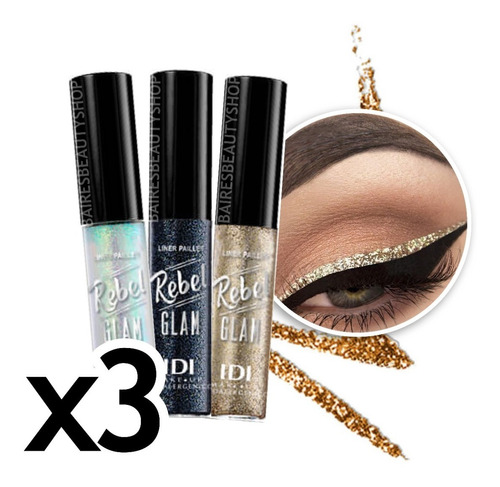 Delineador Liquido En Gel Con Glitter Ojos Labios Idi X3