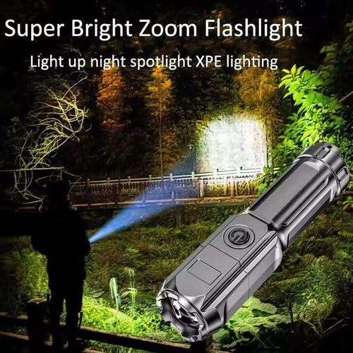Lámpara Táctica Con Zoom Led Recargable Superpotente De 2 Pi