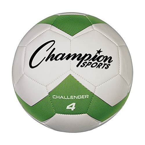 Champion Sports Challenger Soccer Ball, Size 4, Green/white