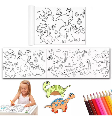 Papel Adhesivo Dibujos Pintar Colorear Niños Rollo 3 Metros