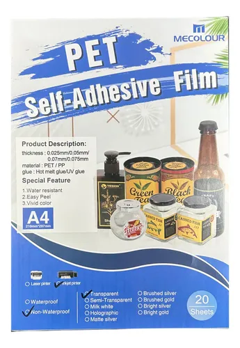Adesivos Vinil Jato De Tinta Transparente A4 20 Folhas Mecolour