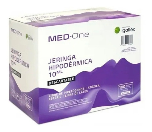 Jeringa Hipodermica Descartable S/aguja 10ml X 100 U.