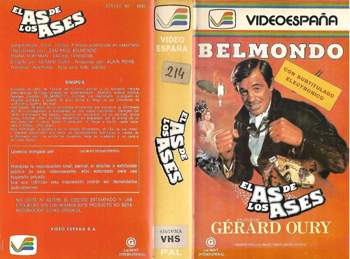 El As De Los Ases Vhs Jean-paul Belmondo L'as Des As 1982