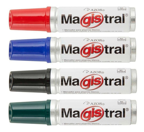 Marcador Para Pizarrón Blanco Magistral Aluminio C/ 4 Piezas