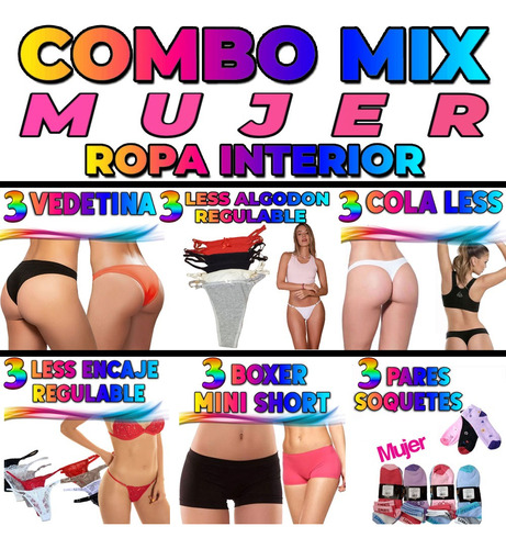 Combo Pack Lencería  Less Vedetina Boxer Medias Y Regulables