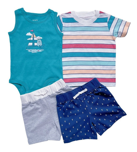 Roupa Carters Menino Conjunto Infantil De 4 Peças Original