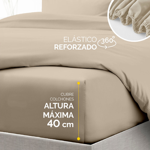 Oh! Sheets Juego De Sabanas Microfibra 5 Piezas Individual Beige Liso