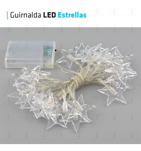 Imagen 2 de 10 de Guirnalda Luces Led Estrellas Cristal 3 Metros Pilas Navidad