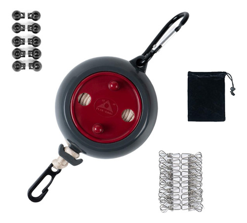 Tendedero Para Acampar Sin Taladro Cuerda Rojo 8m Con Bolsa