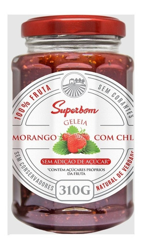 Geleia 100% Fruta Morango com Chia Superbom Vidro 310g